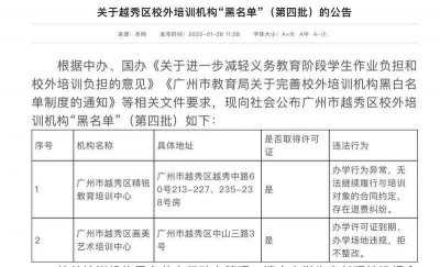 ​家长注意了！广州11区公布校外培训机构黑白名单