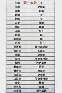 ​了解世界各国的第一大姓