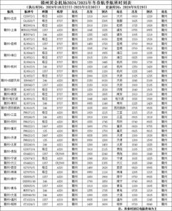 ​赣州黄金机场2024~2025年冬春航季航班时刻统计